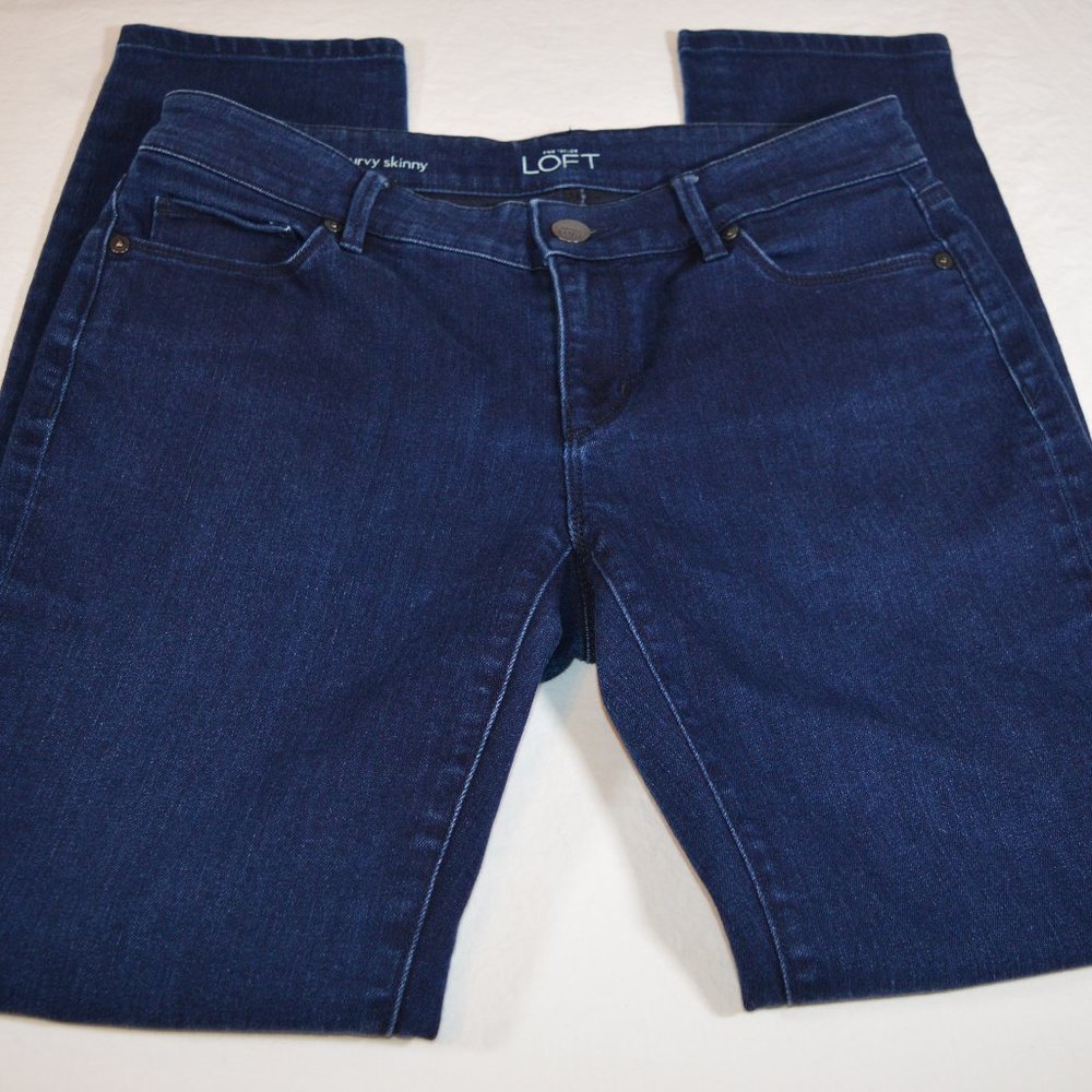 Ann Taylor Loft Women's Size 27/4 Dark Wash Curvy Skinny Jeans